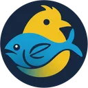 Egy csirkét és egy halat ábrázoló logó